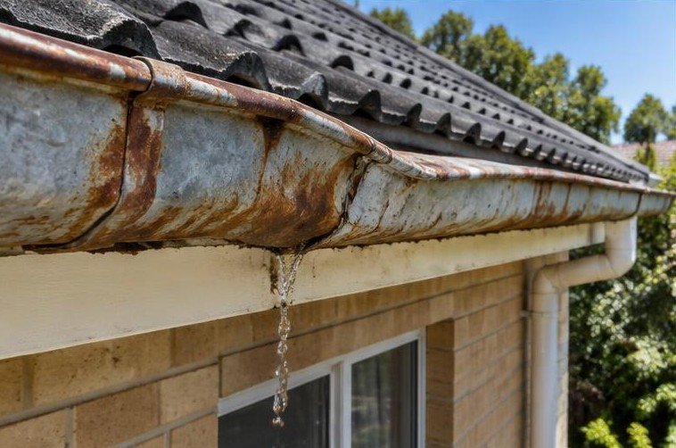 Illustrative gutter replacement before work