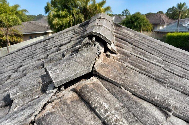 Illustrative roof repair before work
